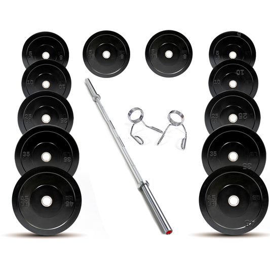 160LB / 250LB OLYMPIC BUMPER WEIGHT PLATES + 7FT OLYMPIC BARBELL SET