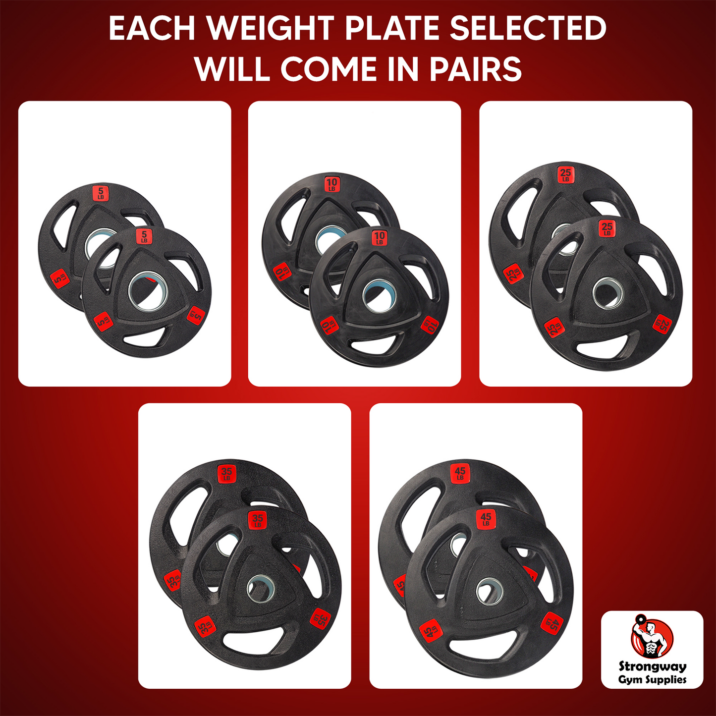 STRONGWAY™ OLYMPIC TRI-GRIP WEIGHT PLATES